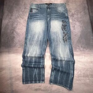 Phat Farm Jeans W38 Mens‎ Baggy Light Wash Y2K Hip Hop Logo